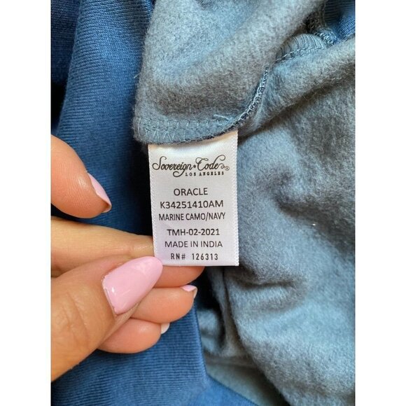 SOVEREIGN Code BNWOT Mens Hooded Sweatshirt Medium "Oracle" Blue Camo - Picture 6 of 8